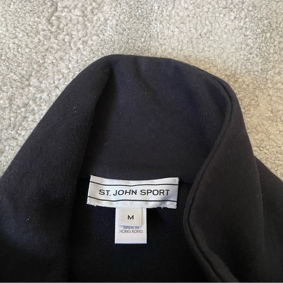 St. John Sport Black Stretch Cotton Zip Up Snap Detail Sweater Jacket Size Med - Picture 6 of 10